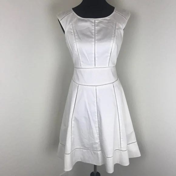 Maggy London | Dresses | Maggy London White Fit Flare With Pockets Dress |  Poshmark